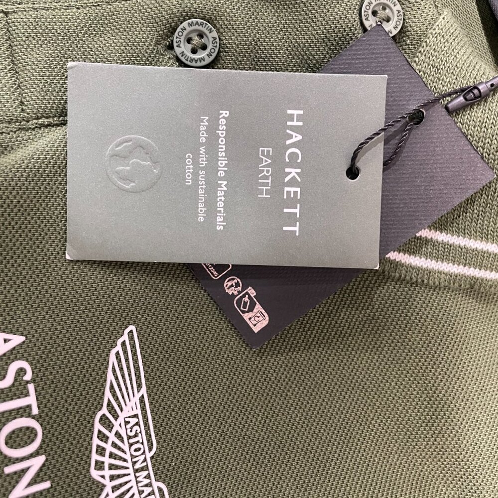 Hackett x Aston Martin Racing Earth Polo Shirt Green Sustainable Cotton Size L - Picture 2 of 7